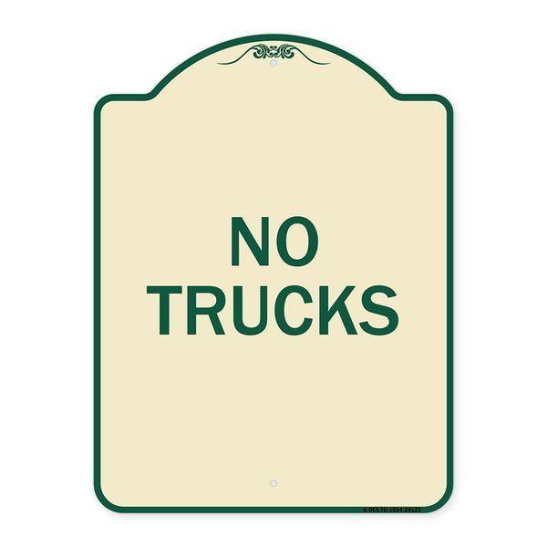 Signmission Designer Series Driveway No Trucks, Tan & Green Heavy-Gauge Aluminum Sign, 24" x 18", TG-1824-24123 A-DES-TG-1824-24123